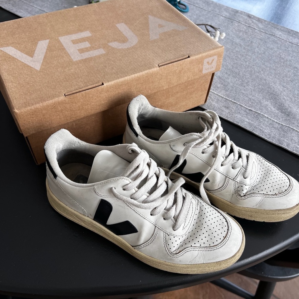 Veja V-10 Black and White Sneakers